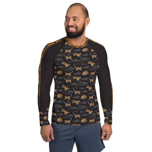 Tigers on Dark Sky Men's Rash Guard - Posh Tide