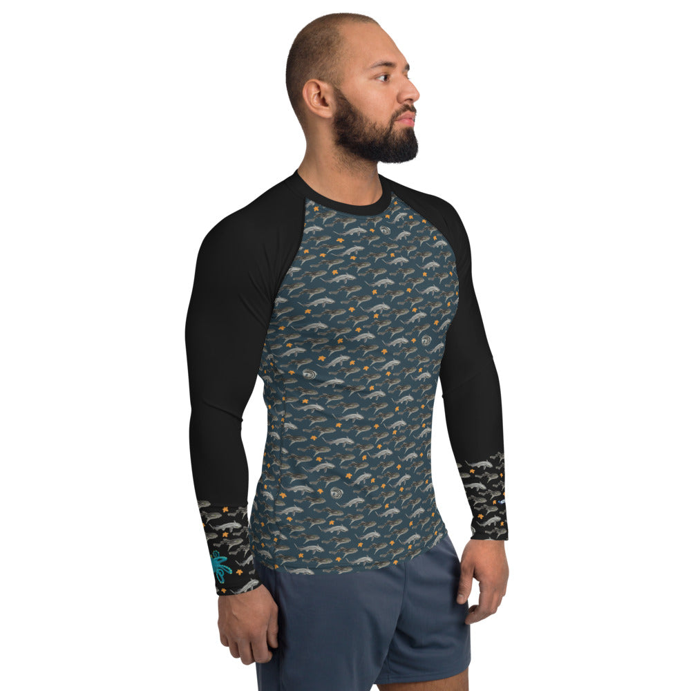 Pyjama Sharks Men's Rash Guard - Posh Tide