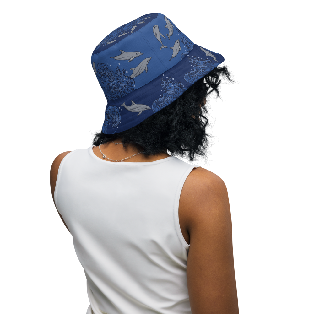Dolphins on Waves Reversible Bucket Hat