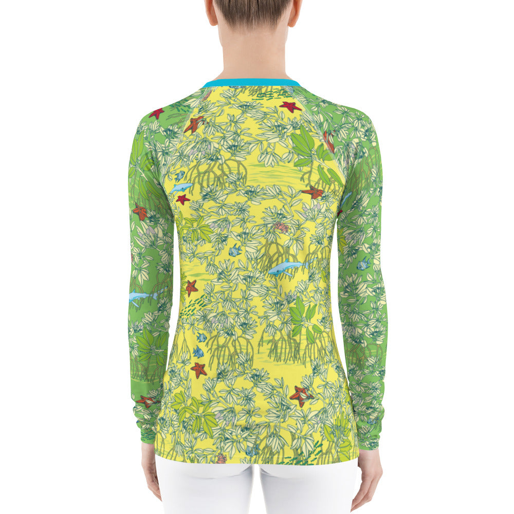 Mangroves in Yellow Women's Rash Guard - Posh Tide