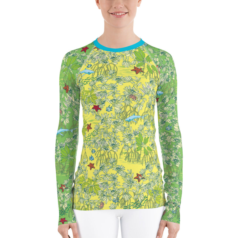 Mangroves in Yellow Women's Rash Guard - Posh Tide