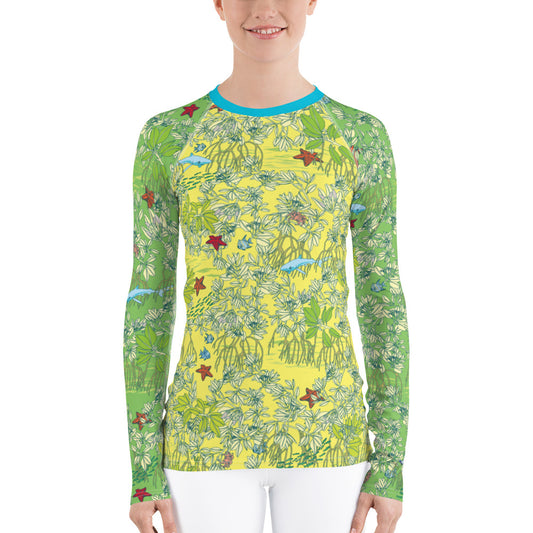 Mangroves in Yellow Women's Rash Guard - Posh Tide