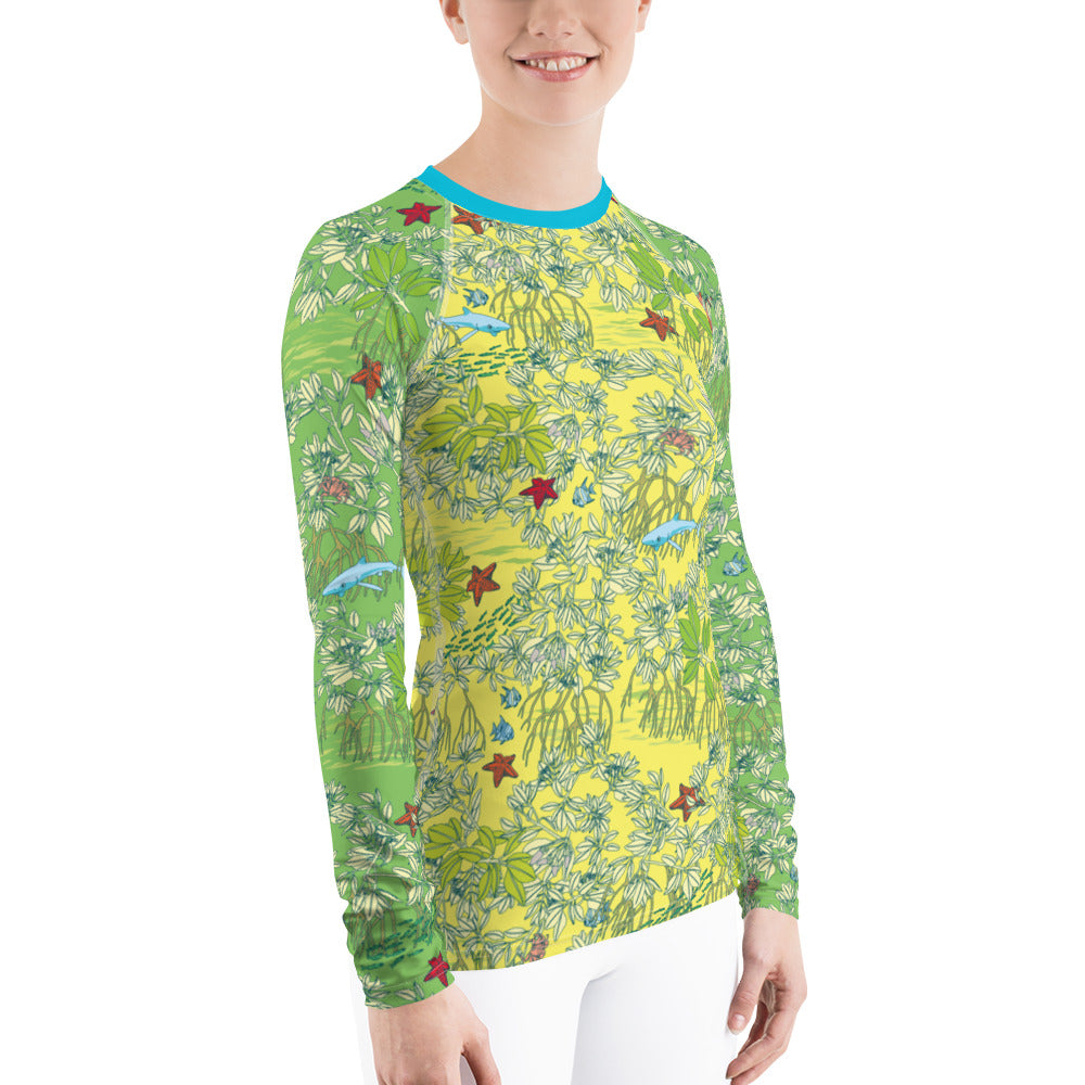 Mangroves in Yellow Women's Rash Guard - Posh Tide