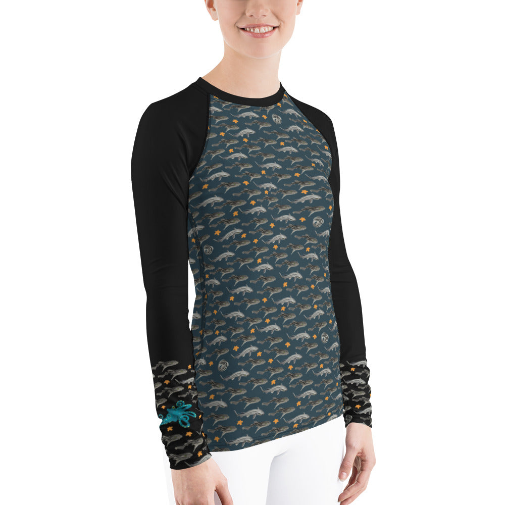 Pyjama Sharks Women's Rash Guard - Posh Tide