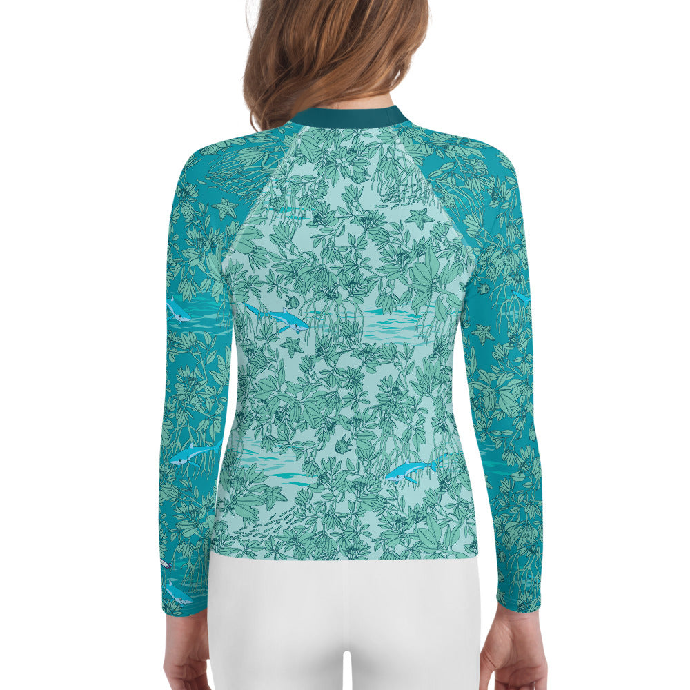 Mangroves in Blue Youth Rash Guard - Posh Tide