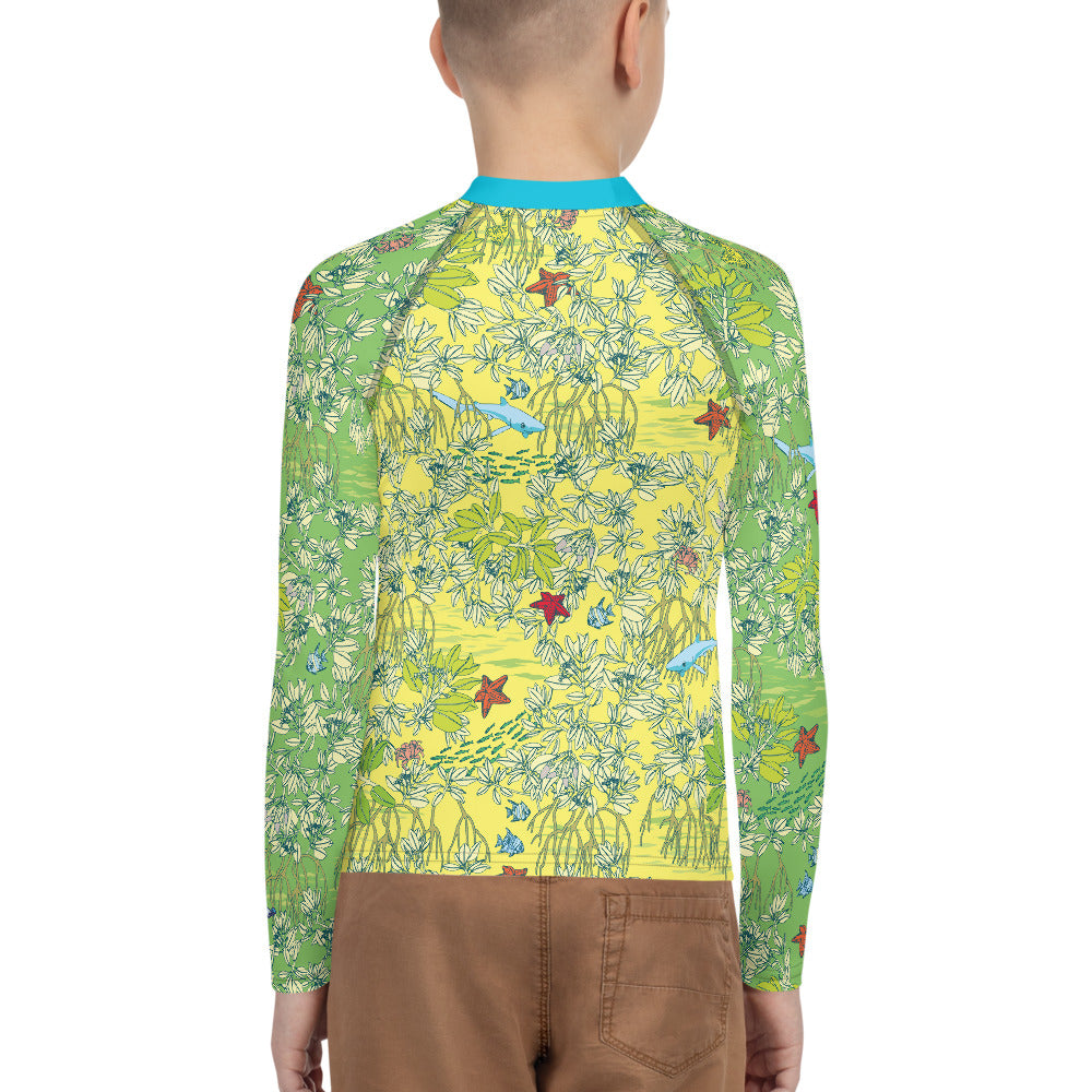 Mangroves in Yellow Youth Rash Guard - Posh Tide