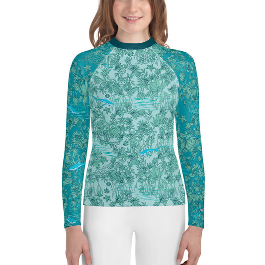 Mangroves in Blue Youth Rash Guard - Posh Tide