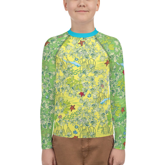 Mangroves in Yellow Youth Rash Guard - Posh Tide