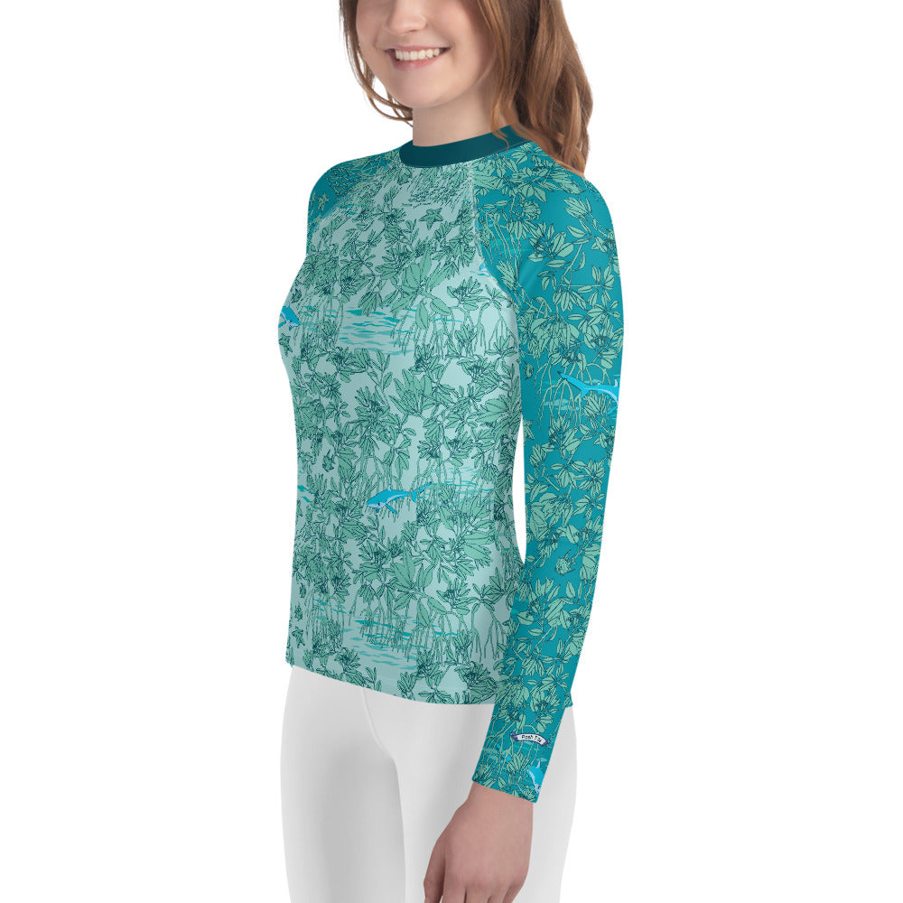 Mangroves in Blue Youth Rash Guard - Posh Tide