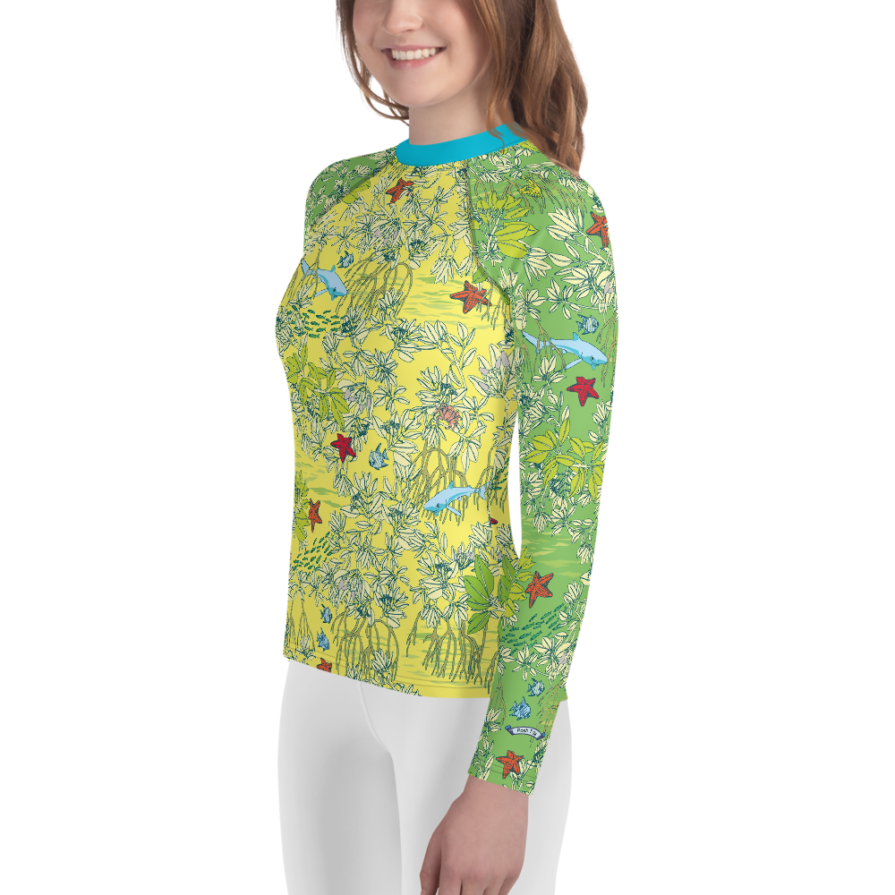 Mangroves in Yellow Youth Rash Guard - Posh Tide