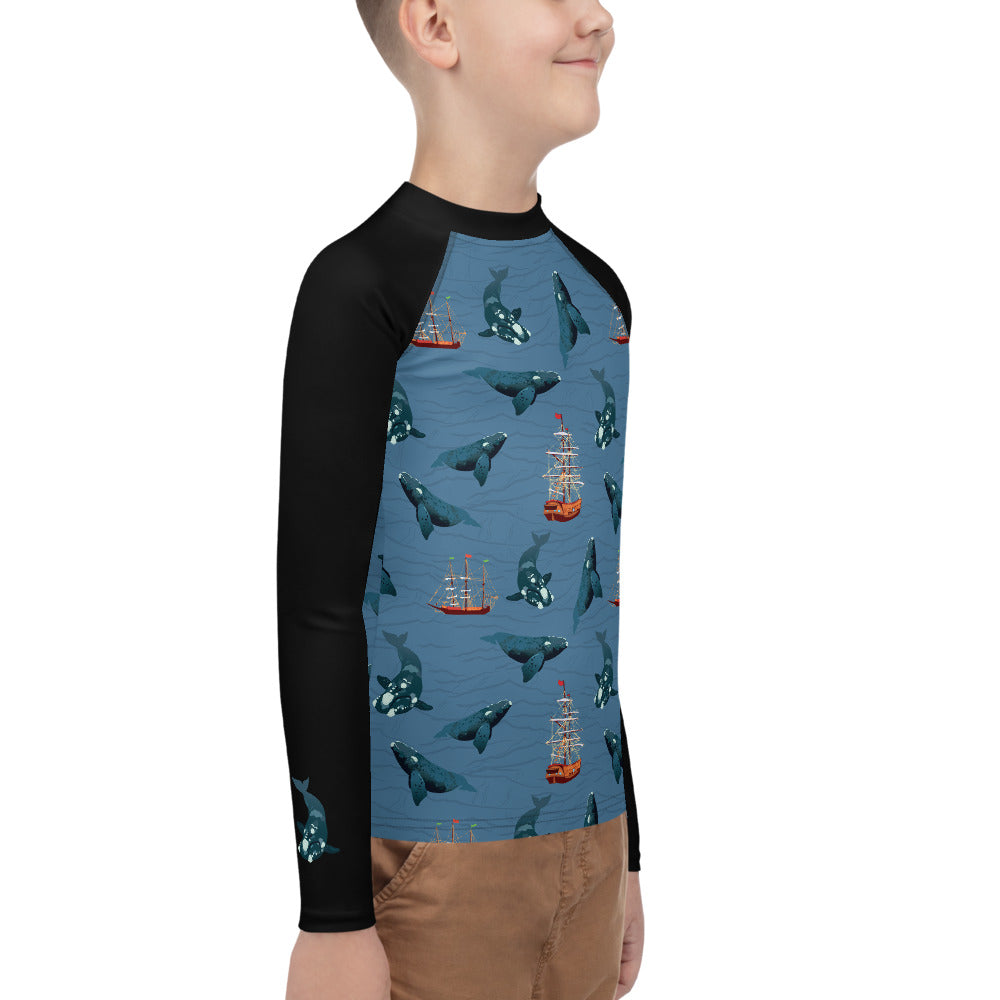 Whales - Right Whales Youth Rash Guard - Posh Tide