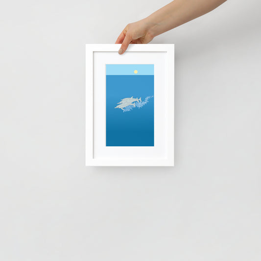 Dolphins Framed Poster with Mat