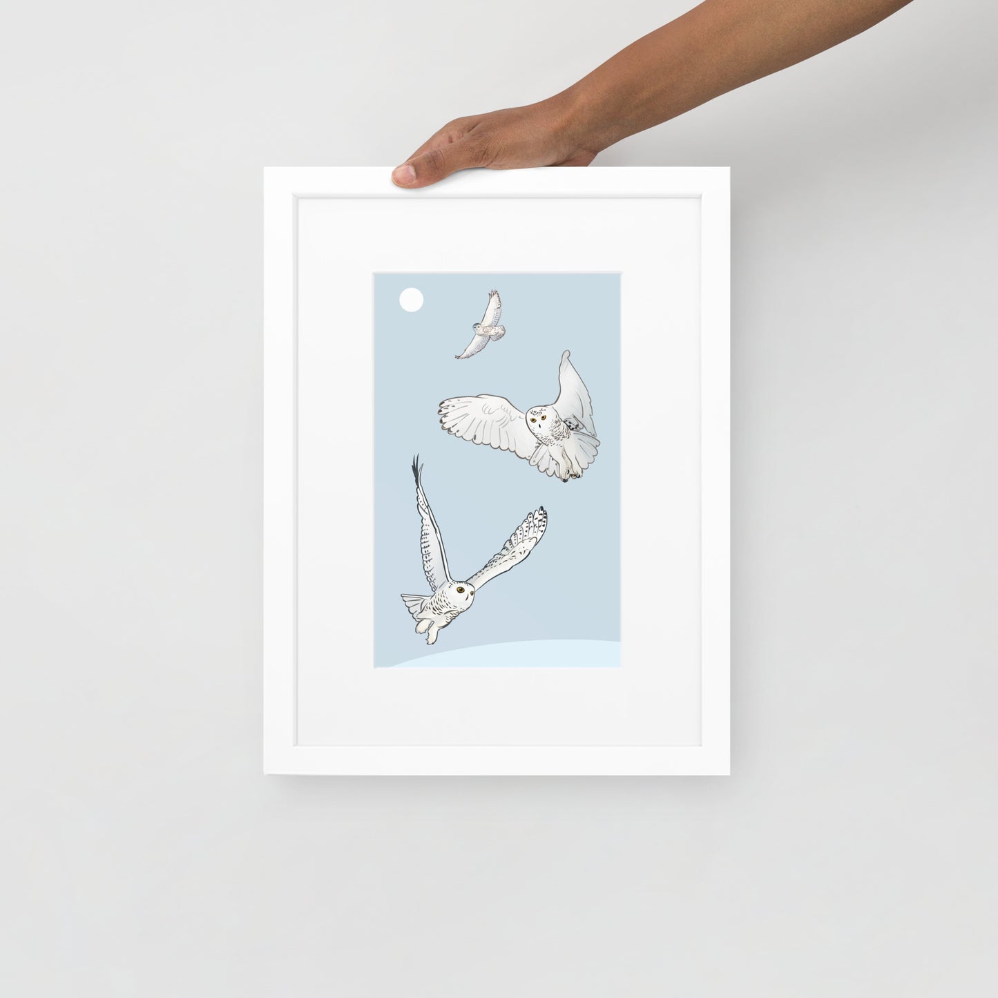 Snowy Owls Framed Poster with Mat