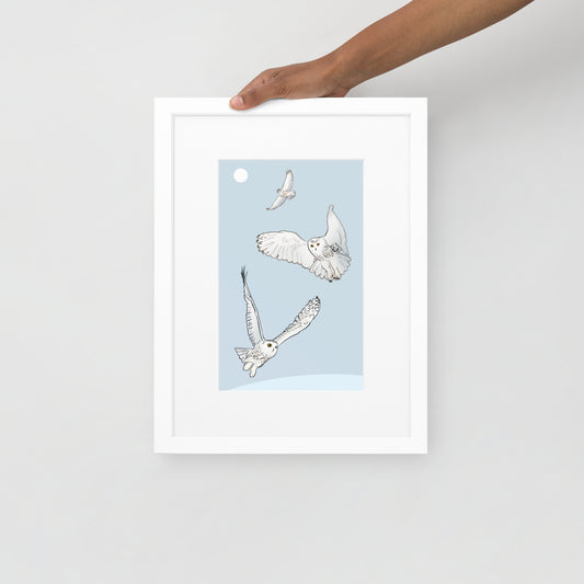 Snowy Owls Framed Poster with Mat
