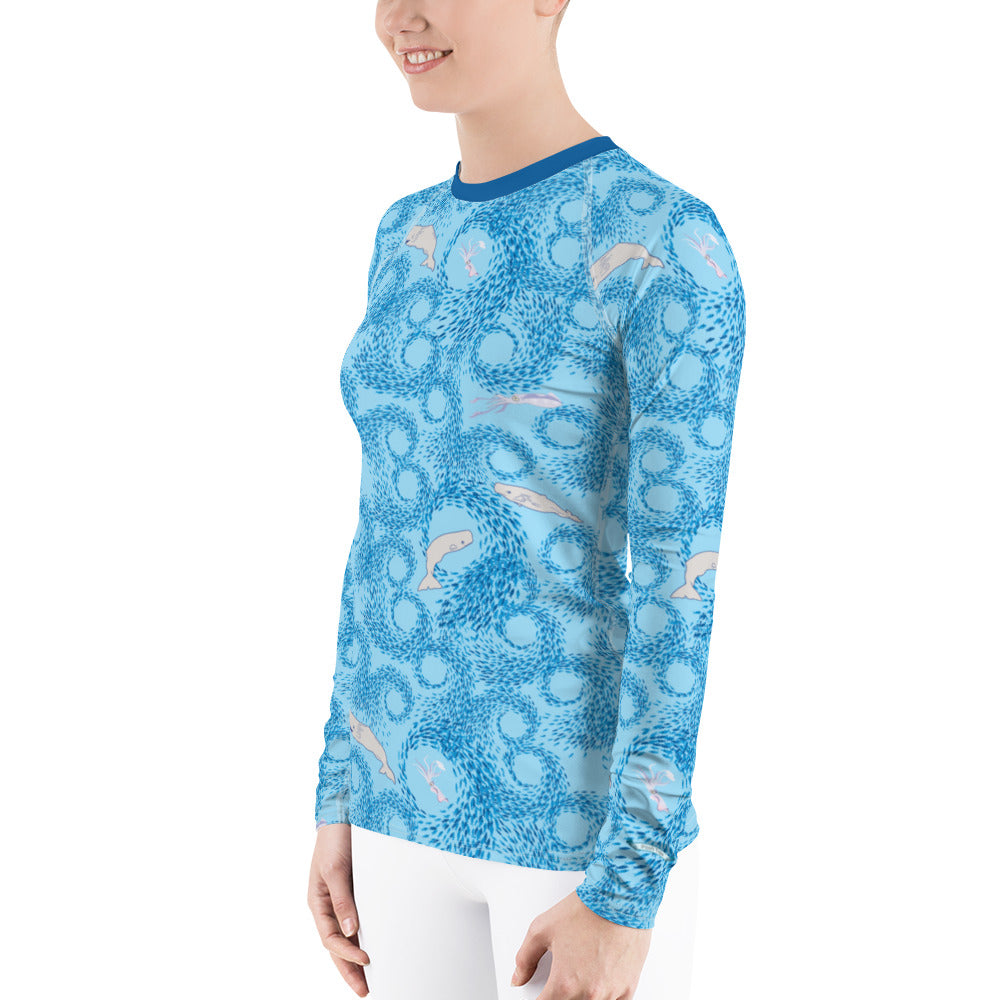 Whales and Squids Rash Guard Women's - Posh Tide