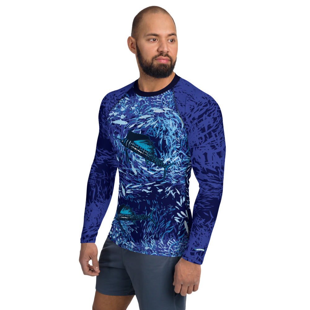 Sailfish on Dark Men's Rash Guard - Posh Tide