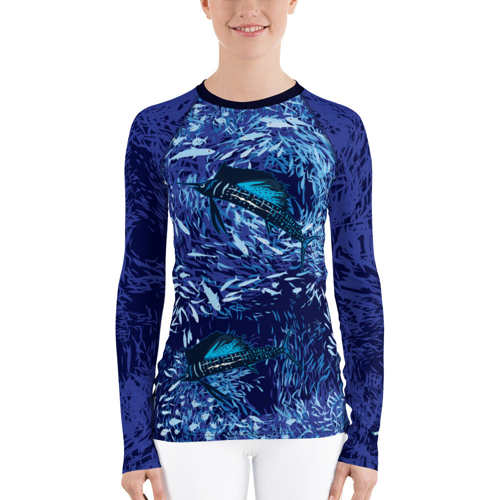 Sailfish on Dark Women's Rash Guard - Posh Tide