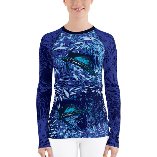 Sailfish on Dark Women's Rash Guard - Posh Tide