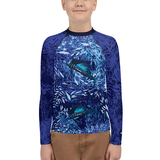 Sailfish on Dark Youth Rash Guard - Posh Tide