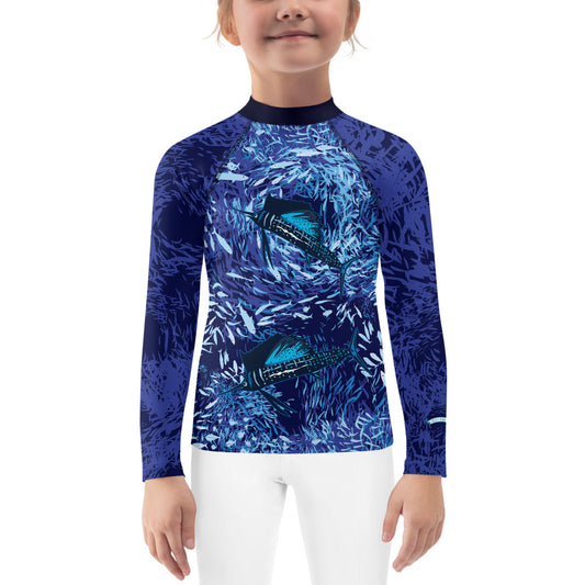 Sailfish on Dark Kids Rash Guard - Posh Tide