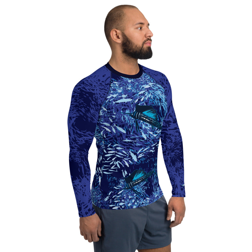 Sailfish on Dark Men's Rash Guard - Posh Tide