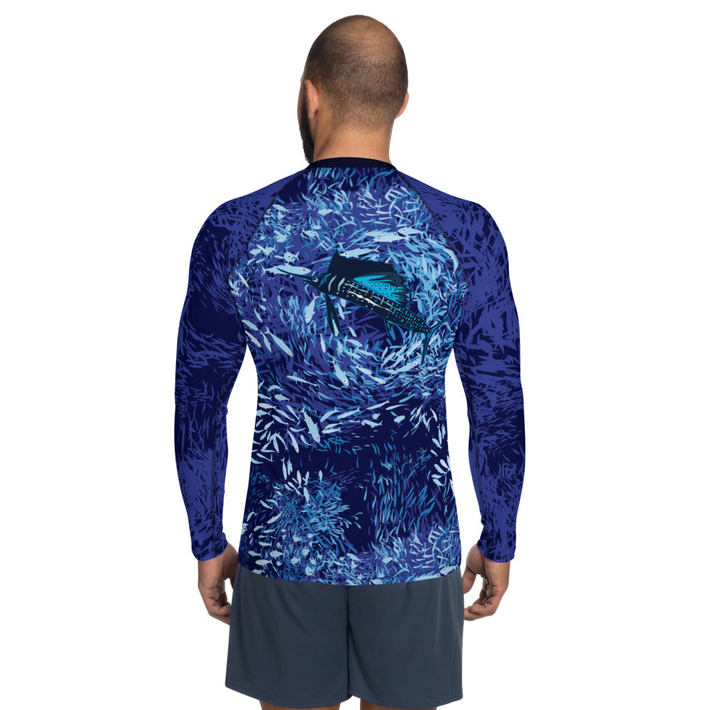 Sailfish on Dark Men's Rash Guard - Posh Tide