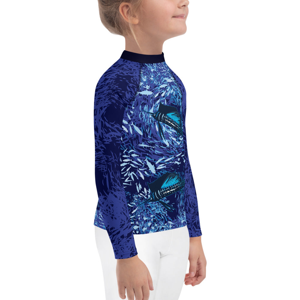 Sailfish on Dark Kids Rash Guard - Posh Tide