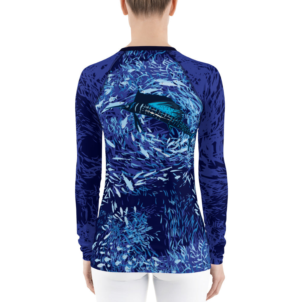 Sailfish on Dark Women's Rash Guard - Posh Tide