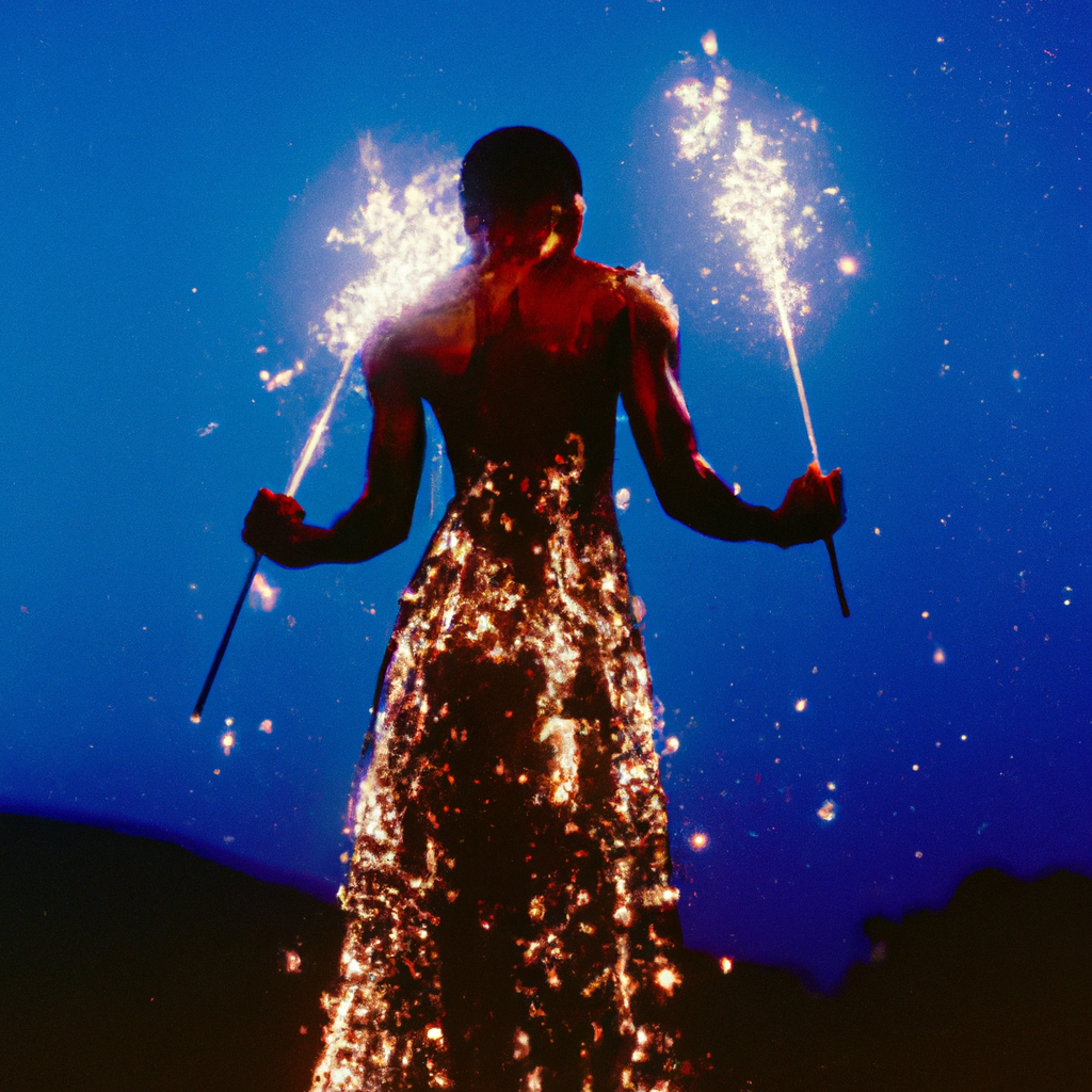 Woman in sequin dress holding sparklers as symbol of keeping the spark in life.