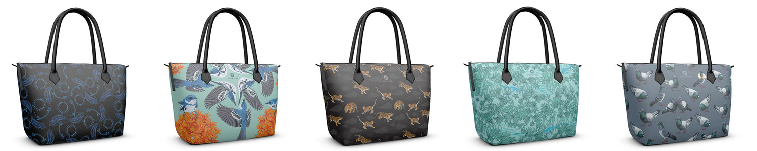 Big Cats on Blue High End  Zip Top Tote by Posh Tide