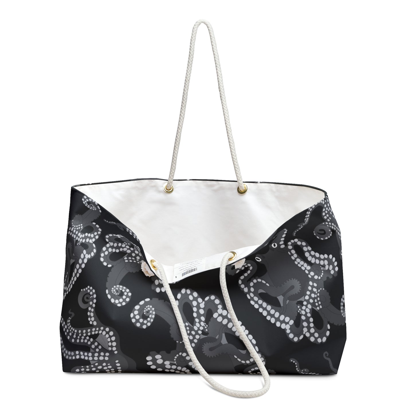 Octopus in Black and White Weekender Bag - Nautical Travel Tote
