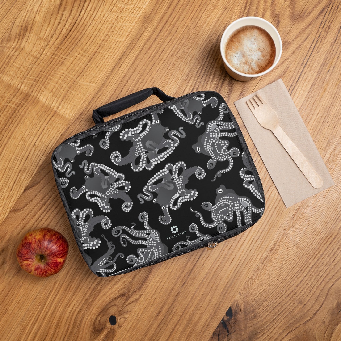 Octopus in B&W Lunch Bag by Posh Tide