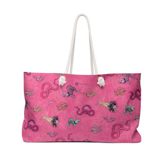 Vintage Sea Monster in Pink Weekender Tote Bag