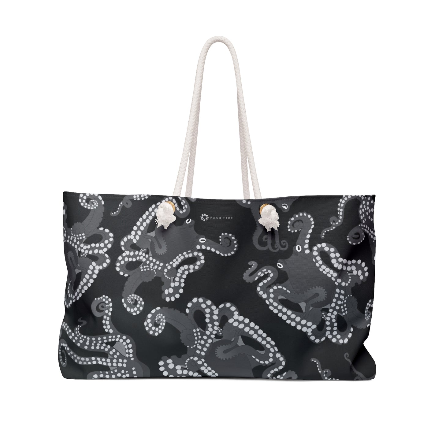 Octopus in Black and White Weekender Bag - Nautical Travel Tote