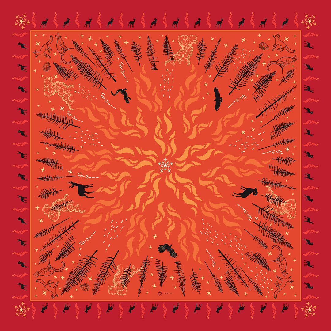 Fire Double-Sided Silk Scarf