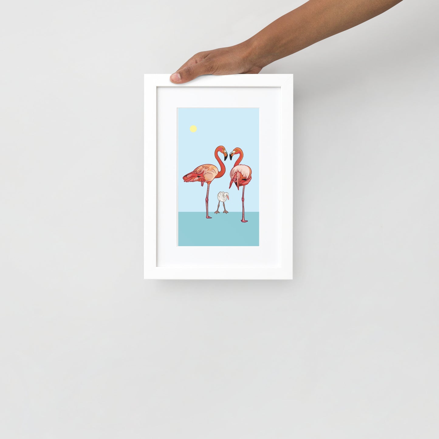 Flamingo Family Framed Poster with Mat