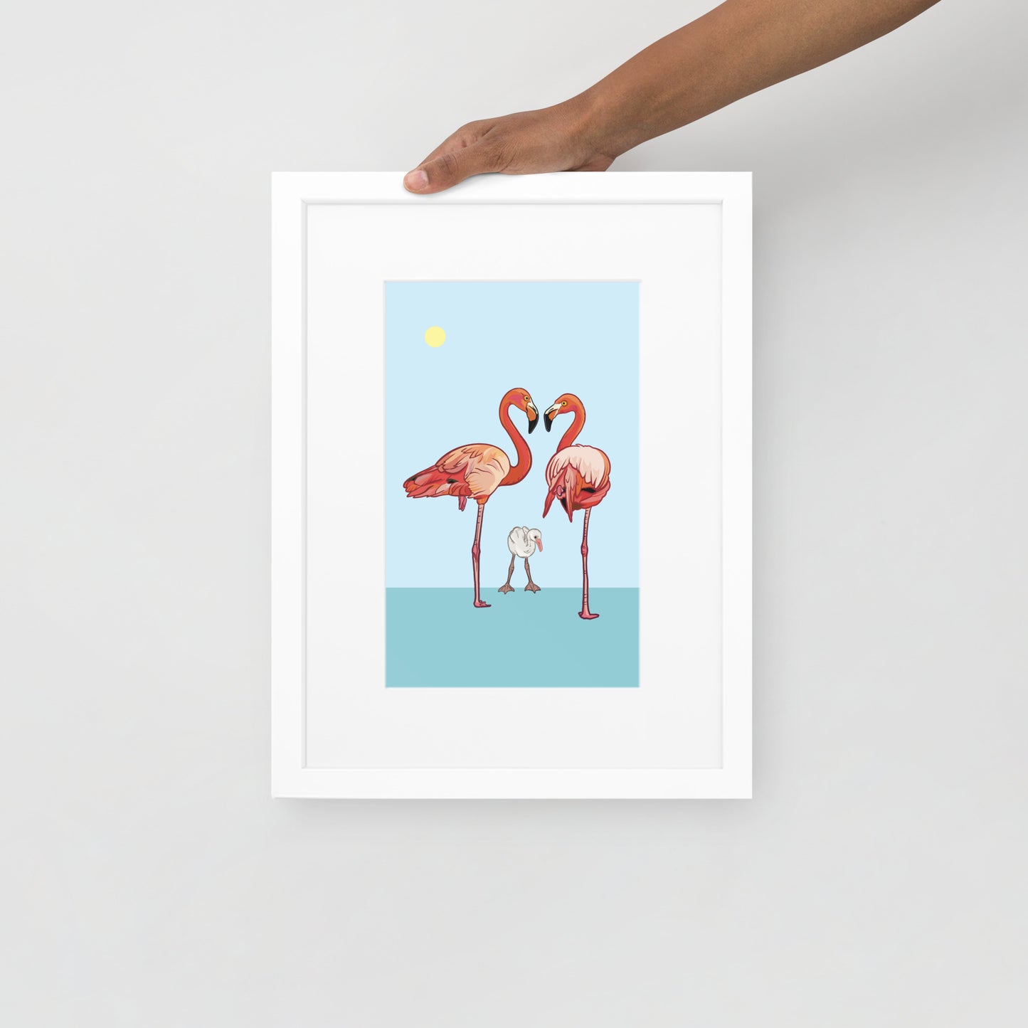 Flamingo Family Framed Poster with Mat
