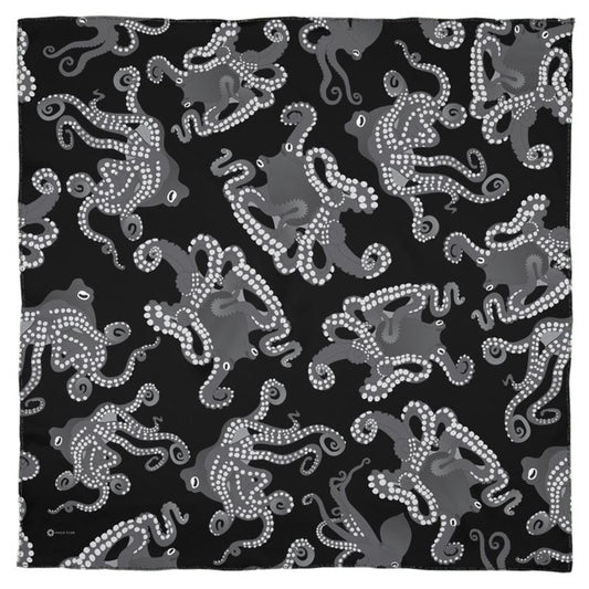 Octopus in Black & White Scarf