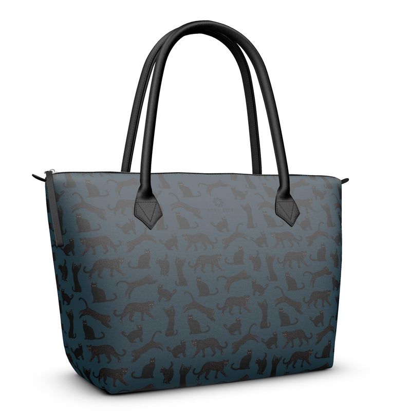 Big Cats on Blue Zip Top Tote - Posh Tide