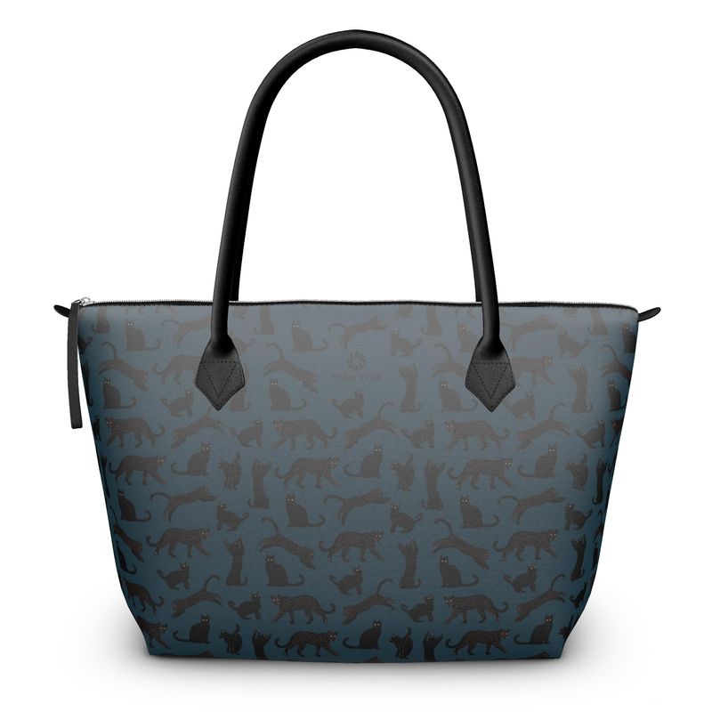 Big Cats on Blue Zip Top Tote - Posh Tide