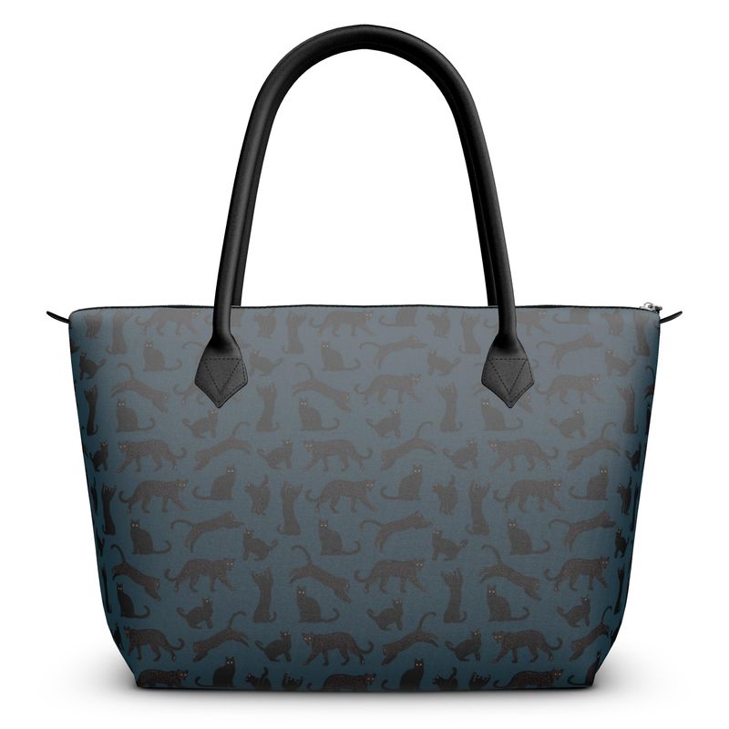 Big Cats on Blue Zip Top Tote - Posh Tide