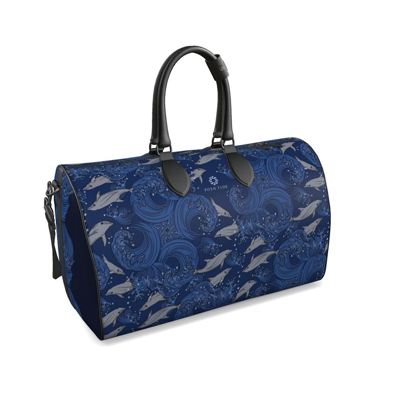 Dolphins on Rolling Waves Luxury Duffle - Posh Tide