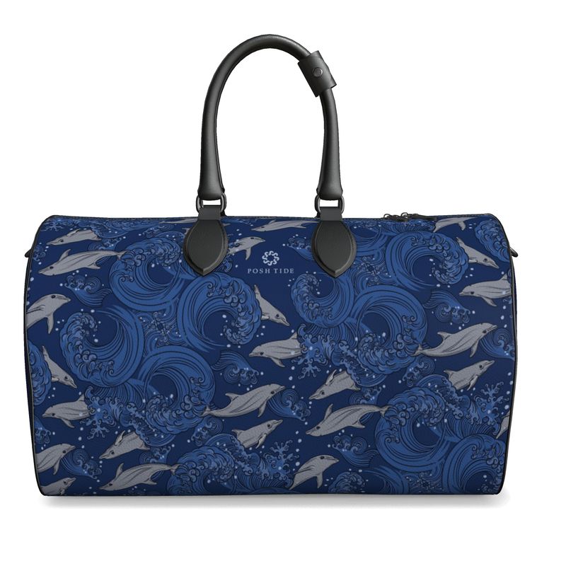 Dolphins on Rolling Waves Luxury Duffle - Posh Tide