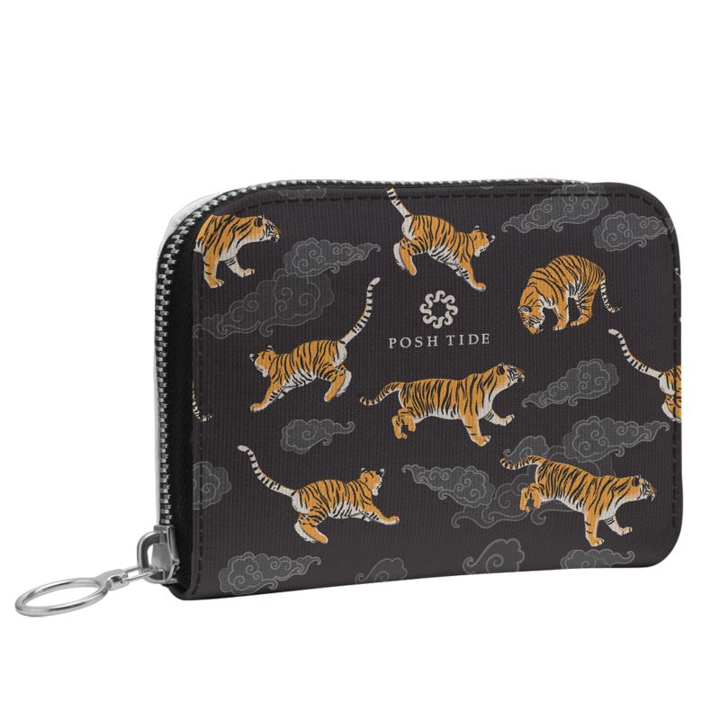 Tigers on Dark Sky Mini Zip Wallet - Posh Tide