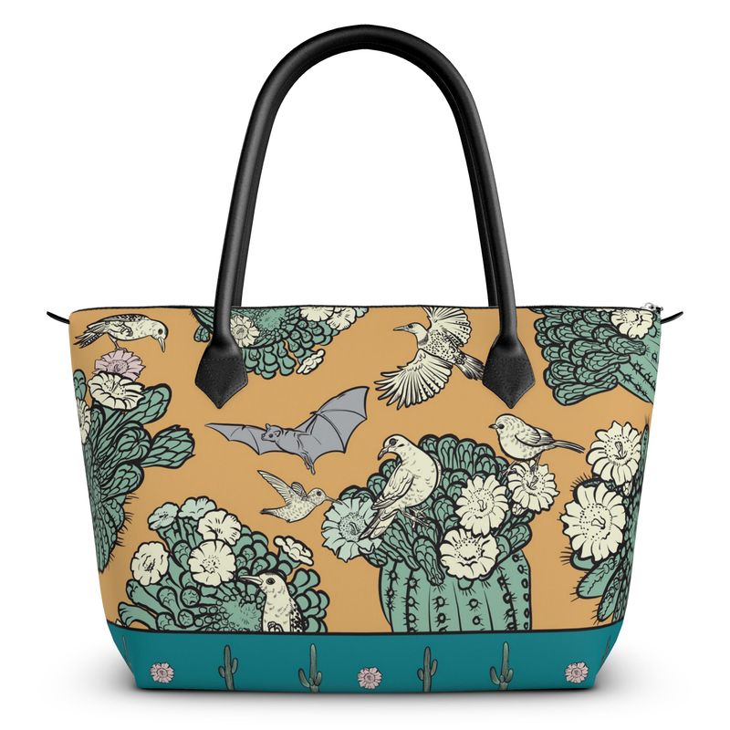 Desert Cactus Zip Top Tote / Handbag