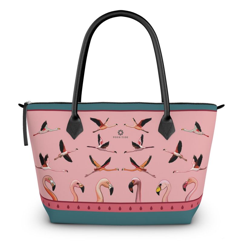 Flamingo Zip Top Tote Bag