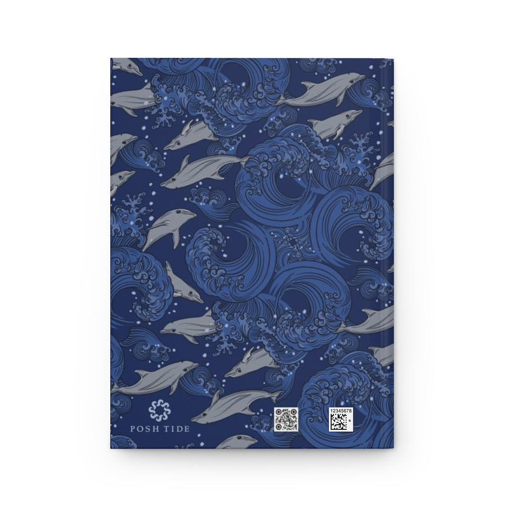 Dolphins on Rolling Waves Hardcover Journal Matte - Posh Tide