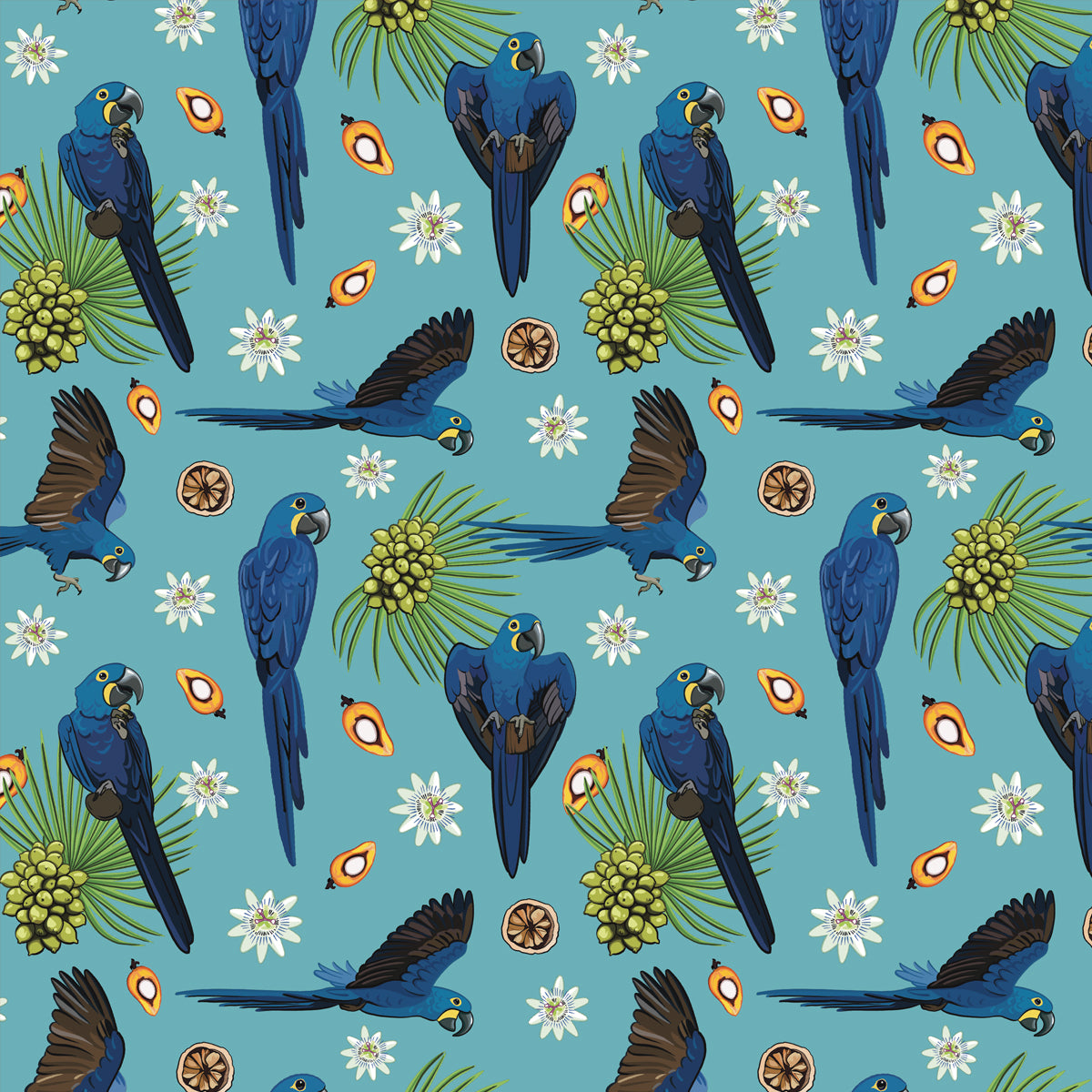 Hyacinth Macaw on Sky Blue Zip Top Tote - Posh Tide