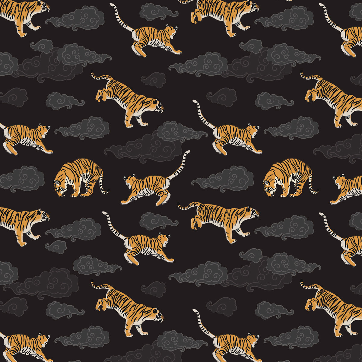 Tigers on Dark Sky Zip Top Tote - Posh Tide