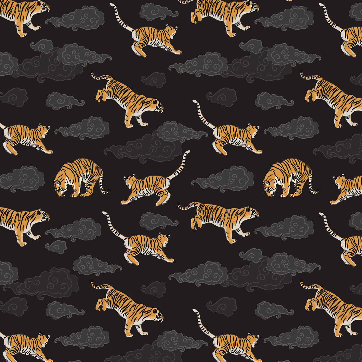 Tigers on Dark Sky Long Zip Wallet - Posh Tide